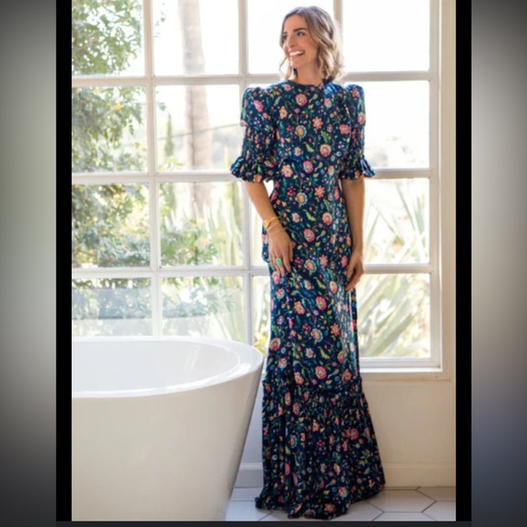 The Vampires Wife floral liberty Tiered A-Line Maxi Dress - Picture 2 of 9